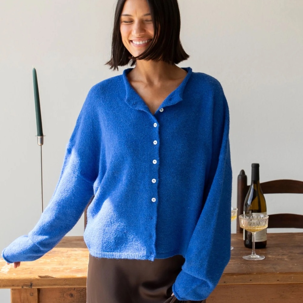 Things Between Piper Royal Blue Button-Up Cardigan NWT